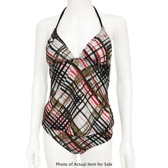 Hurley Other - SOLD*** White, Black & Red Plaid 2 Piece Tankini